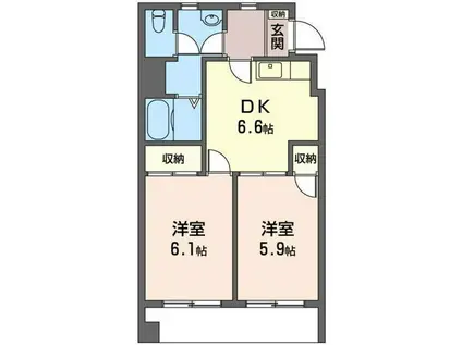 プレジオ吉池(2DK/1階)の間取り写真