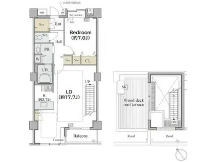 シャレール広尾 2号棟(1LDK/6階)の間取り写真