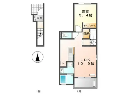 カーサ ドルチェ(1LDK/2階)の間取り写真