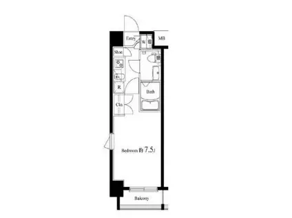 ヴェルト船橋(1K/7階)の間取り写真