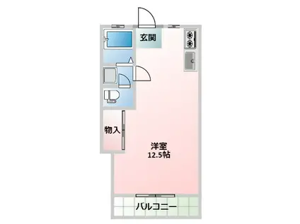 岩曽サンハイツ(ワンルーム/2階)の間取り写真