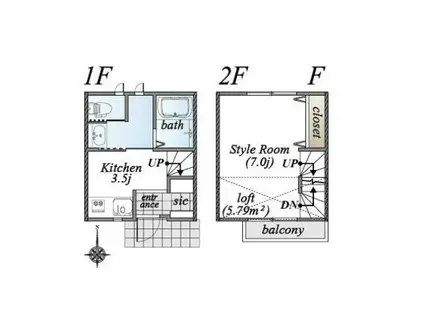 メルヴェーユIV(1K/2階)の間取り写真