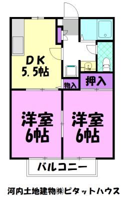 ビーライン686C(2DK/2階)の間取り写真