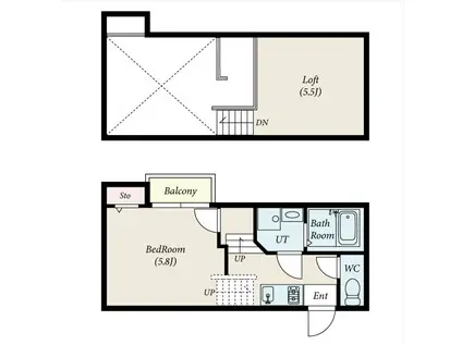 CREO栄生伍番館(1SK/2階)の間取り写真