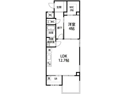 クレセール2(1LDK/2階)の間取り写真