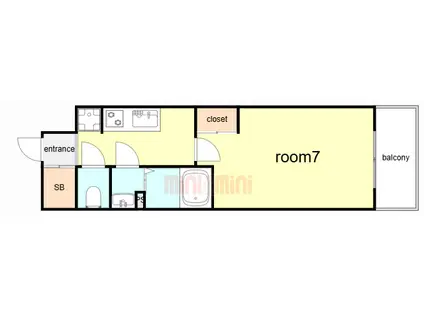 GENOVIA神戸湊川公園(1K/6階)の間取り写真
