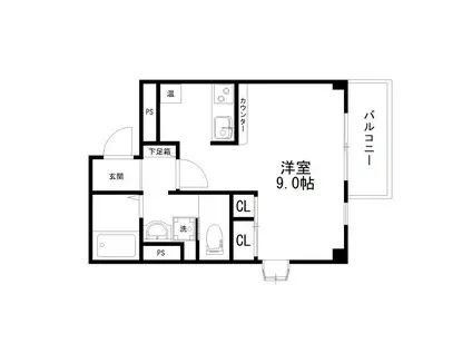 ランフォルセ(ワンルーム/4階)の間取り写真