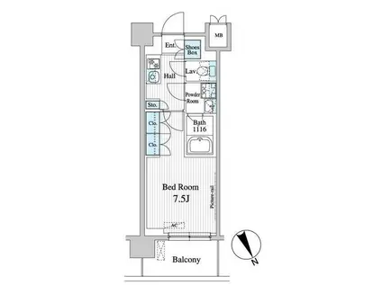プレノ清澄庭園(1K/7階)の間取り写真