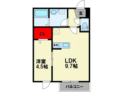 柏の森アパート 物件名応募権プレゼント(1LDK/1階)の間取り写真