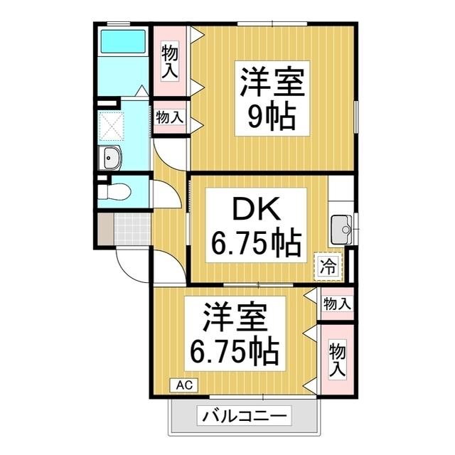 グリーンコートカトレア館(2DK/2階)の間取り写真