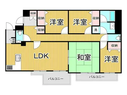ロイヤルメゾン甲陽園Ⅱ(4LDK/2階)の間取り写真