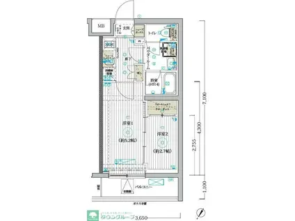 ブライズ堀切菖蒲園(2K/3階)の間取り写真