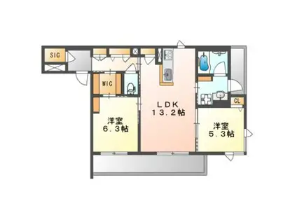 SHAMAISON FAMILLE 天道 ホームメイト吹田店管理(2LDK/3階)の間取り写真