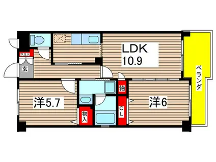 アヴェニュー・タマプラーザ(2LDK/3階)の間取り写真