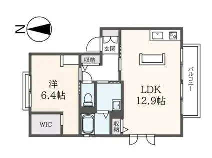 ドエル・カナ(1LDK/2階)の間取り写真