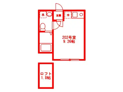 ベイルーム上町屋A棟(ワンルーム/2階)の間取り写真