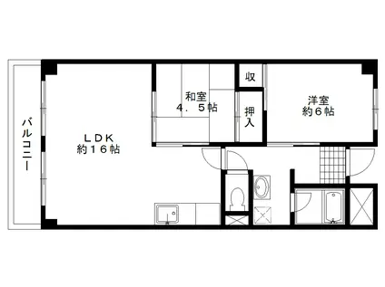 エクセル鶴野(2LDK/6階)の間取り写真