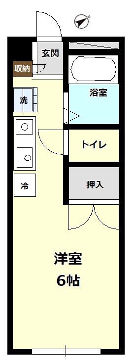 エステートピアナナムラ(ワンルーム/2階)の間取り写真