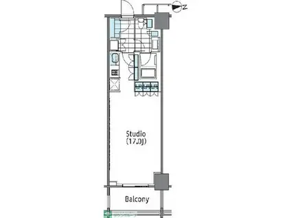 コンフォリア新宿イーストサイドタワー(ワンルーム/16階)の間取り写真
