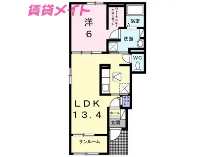 グレイスK 楠 A(1LDK/1階)の間取り写真