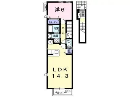バニヤンツリー(1LDK/2階)の間取り写真