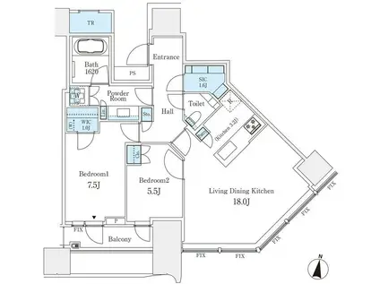 パークコート渋谷 ザ タワー(2LDK/16階)の間取り写真