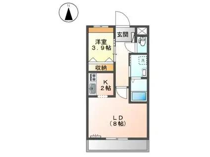 スカイガーデンI(1LDK/2階)の間取り写真