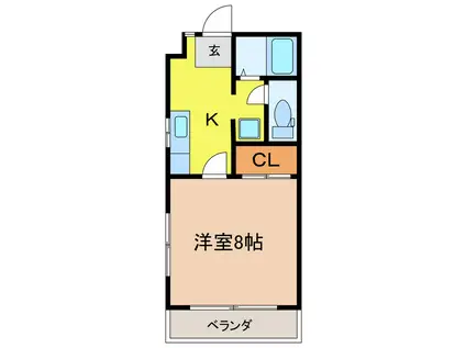 TYハイツ西川田(1K/2階)の間取り写真