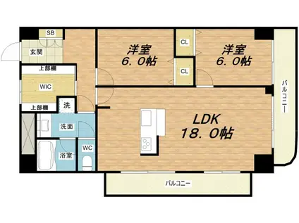 コーファセントラル(2LDK/5階)の間取り写真