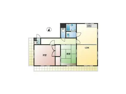 フジミビル(2LDK/3階)の間取り写真