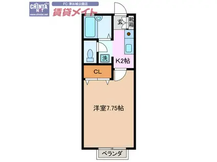 サンポート(1K/2階)の間取り写真