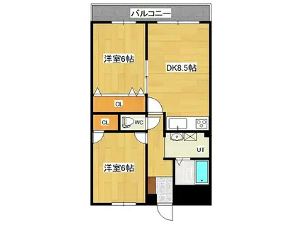 プロローグビル(2DK/5階)の間取り写真