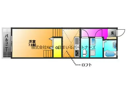 サンマリノ津福(1K/1階)の間取り写真