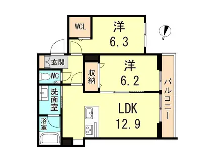 シャーメゾン高羽UL(2LDK/2階)の間取り写真