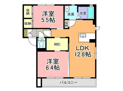 ソレイユ B(2LDK/2階)の間取り写真