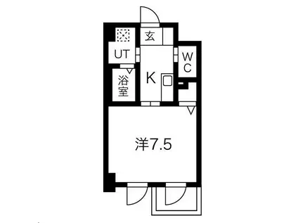 キャッスルミツル(1K/6階)の間取り写真