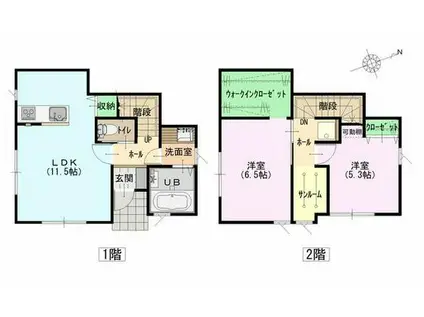 マリン白尾(2LDK/1階)の間取り写真