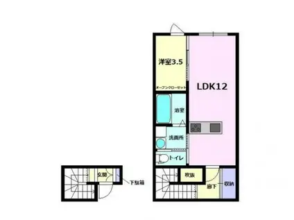 ドルチェ・ヴィータ白石D(1LDK/2階)の間取り写真