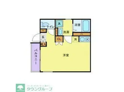 クリスタル蓮根(ワンルーム/2階)の間取り写真