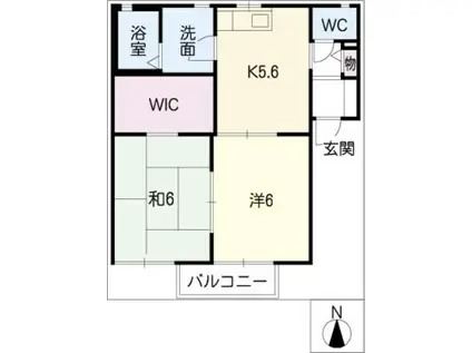 ロイヤルタウンF棟(2K/1階)の間取り写真