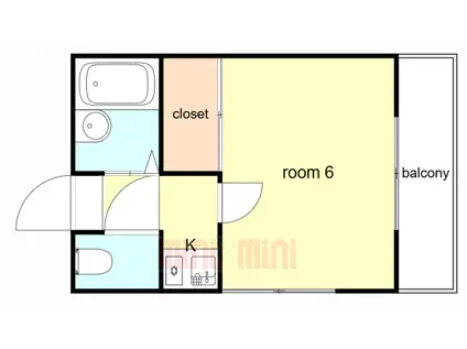 キャメルコートB棟(1K/2階)の間取り写真