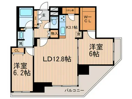 クレストラフィーネ大森駅前(2LDK/9階)の間取り写真