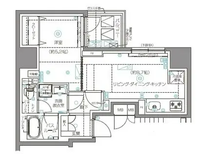 ZOOM秋葉原イースト(1LDK/7階)の間取り写真
