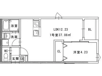 メゾンクレール長嶺南(1LDK/3階)の間取り写真