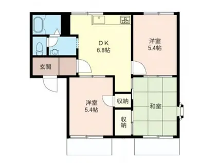 ドミトリー美洋(3DK/1階)の間取り写真