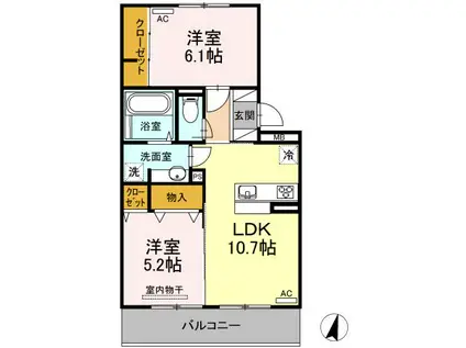ウエスト ヴィレッジIII(2LDK/3階)の間取り写真
