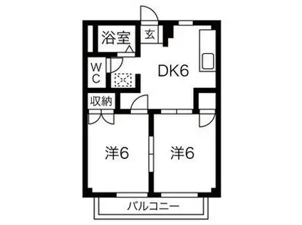スカイハイツC(2DK/2階)の間取り写真