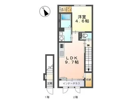 FIRST(1LDK/2階)の間取り写真