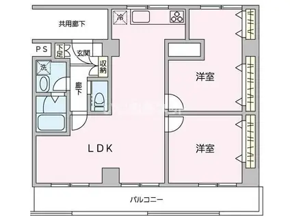 フェリス辰巳台(2LDK/2階)の間取り写真