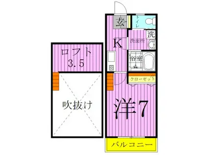 アーバングレース壱番館(1K/2階)の間取り写真